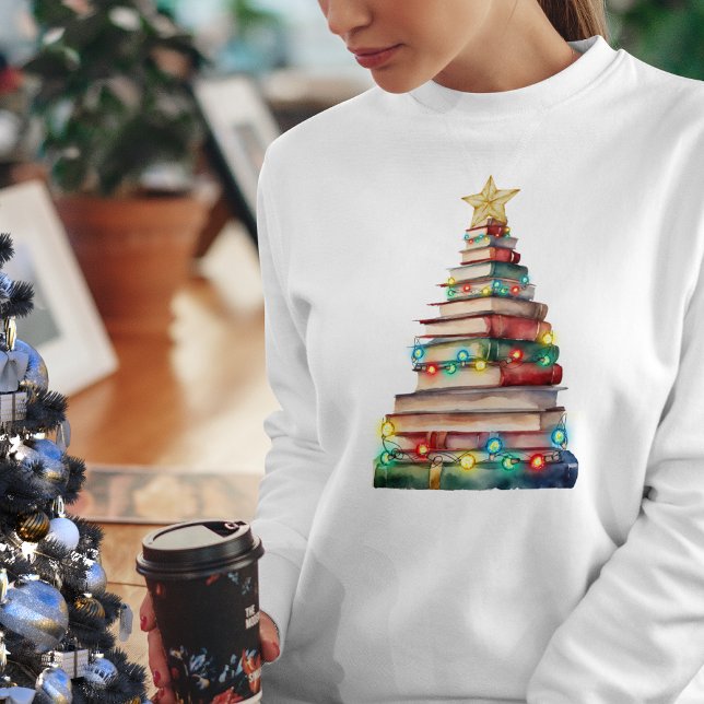 Weihnachtsbaum Made of Books Teachers Book Lovers T-Shirt (Von Creator hochgeladen)