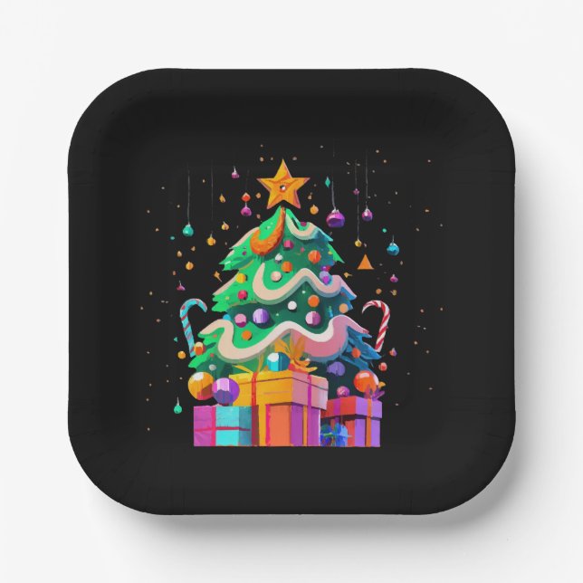 Weihnachtsbaum-Magie Pappteller (Vorderseite)