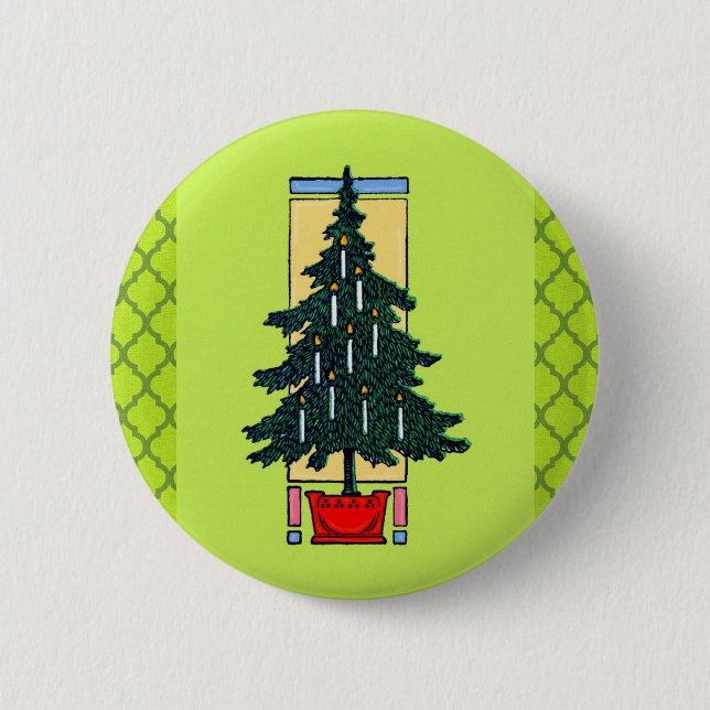 Weihnachtsbaum-Malerei Button (Vorderseite)