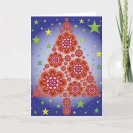 Weihnachtsbaum-Mandalase Rot-Grün-Farbe Feiertagskarte