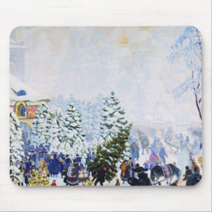 Weihnachtsbaum-Markt in Russland (Boris Kustodiev) Mousepad