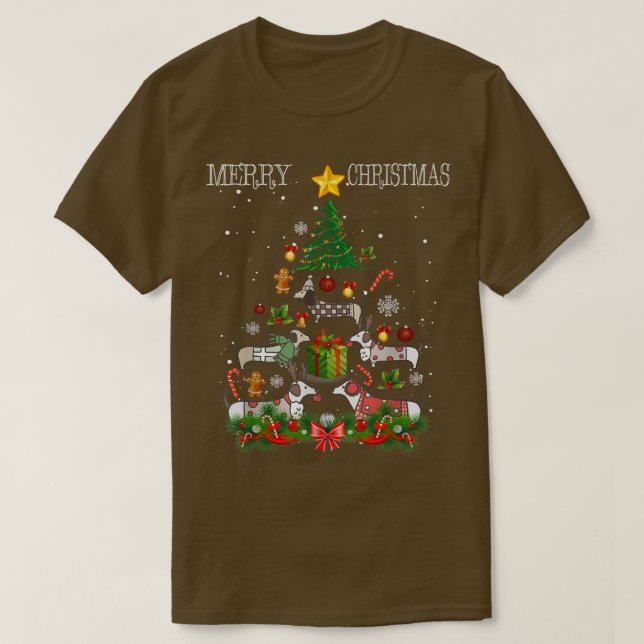 Weihnachtsbaum Matching Pajamas Xmas Dackel Hund T-Shirt (Design vorne)