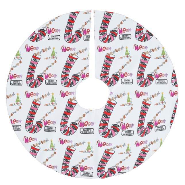 Weihnachtsbaum Meow Cat Kittens Polyester Weihnachtsbaumdecke (Vorderseite)