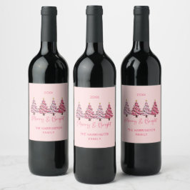 Weihnachtsbaum Merry und Bright Custom Wine Label Weinetikett