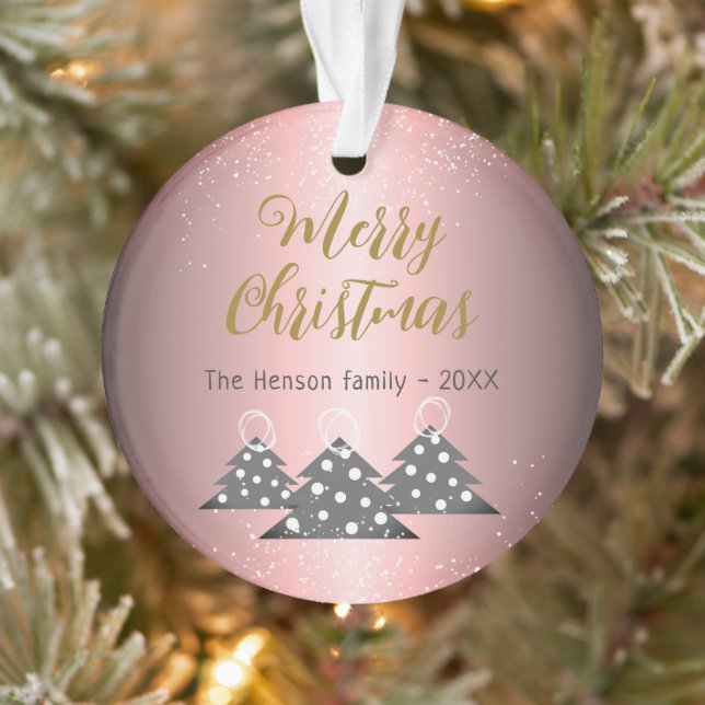 Weihnachtsbaum Metallic Pink Festive Familie Ornament (Baum)