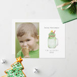 Weihnachtsbaum Milkshake Weihnachten<br><div class="desc">Illustration von grünem Mauerjar Milchshake mit Sprinklen und Stern überzogen. Im Text steht: "Dairy Christmas" Personalisieren Sie den Namen,  das Jahr und das Foto.</div>