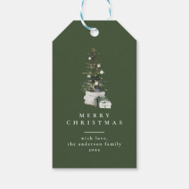 Weihnachtsbaum Minimal Typografie Grüne Geschenket Geschenkanhänger
