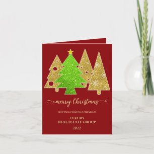 Weihnachtsbaum MINIMALISTISCH Gold Glitzer Feiertagskarte