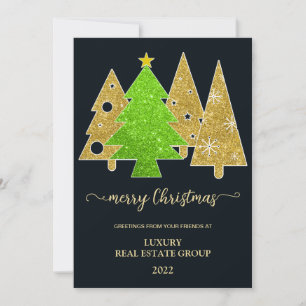 Weihnachtsbaum   MINIMALISTISCH   Gold Glitzer Feiertagskarte