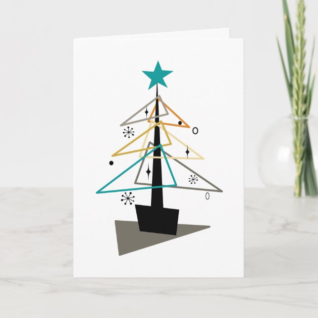 Weihnachtsbaum - Minimalistische Dreiecke Feiertagskarte (Vorderseite)