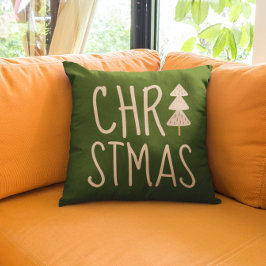 Weihnachtsbaum Minimalistische skandinavische Grün Kissen