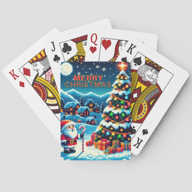 Weihnachtsbaum mit 8 bit und Weihnachtsmann Spielkarten (Rückseite)