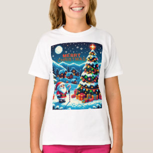 Weihnachtsbaum mit 8 bit und Weihnachtsmann T-Shirt