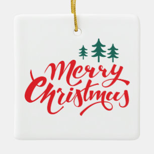 Weihnachtsbaum mit Bäumen Keramikornament