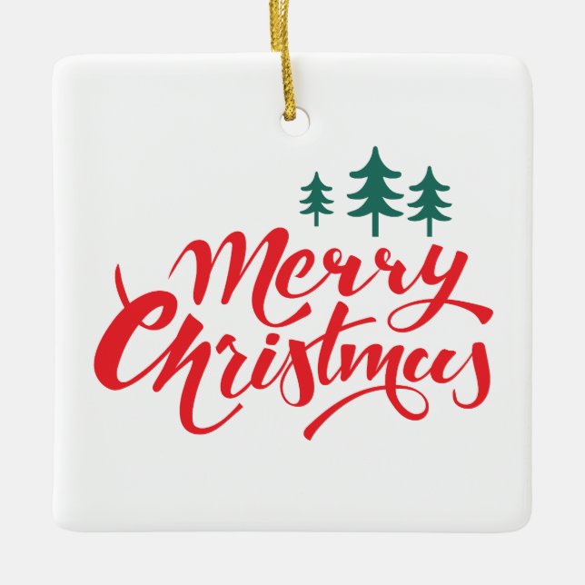 Weihnachtsbaum mit Bäumen Keramikornament (Vorderseite)