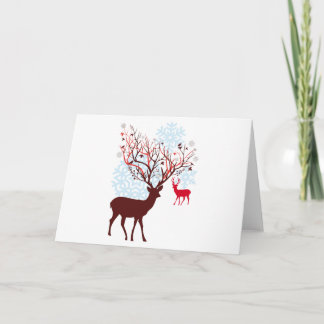 Weihnachtsbaum mit Baumzweigantlern Feiertagskarte