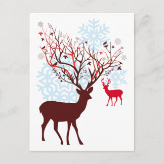 Weihnachtsbaum mit Baumzweigantlern Feiertagspostkarte