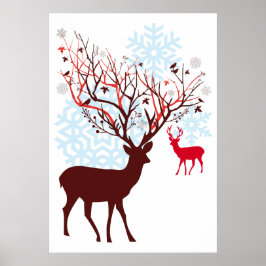 Weihnachtsbaum mit Baumzweigantlern Poster