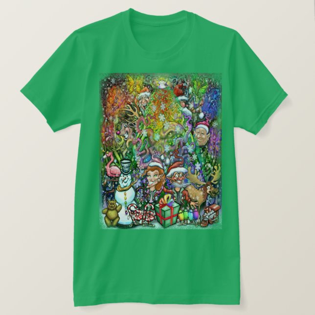 Weihnachtsbaum mit Beschneiungen T-Shirt (Design vorne)