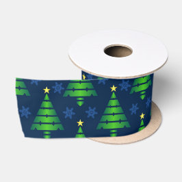 Weihnachtsbaum mit Blauer Schneeflocke und Hinterg Satinband