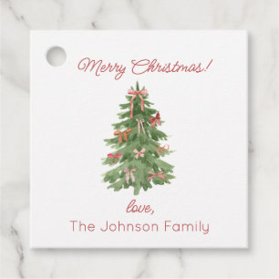 Weihnachtsbaum mit Bows Familie Geschenktasten Tag Geschenkanhänger