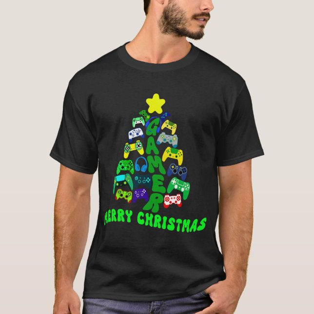 Weihnachtsbaum mit bunten Spielreglern T-Shirt (Vorderseite)