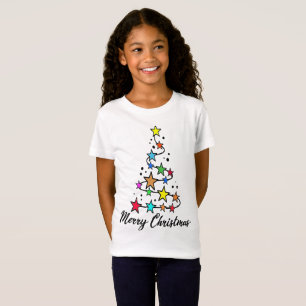 Weihnachtsbaum mit bunten Sternen T-Shirt