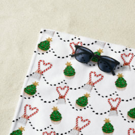 Weihnachtsbaum mit Candy Heart Beach Handtuch
