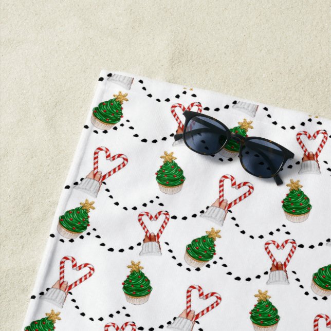 Weihnachtsbaum mit Candy Heart Beach Handtuch (Beispiel)
