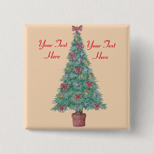 Weihnachtsbaum mit Dekorationsrot beugt Button