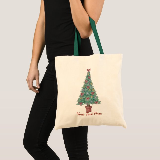 Weihnachtsbaum mit Dekorationsrot beugt Tragetasche (Vorderseite (Produkt))