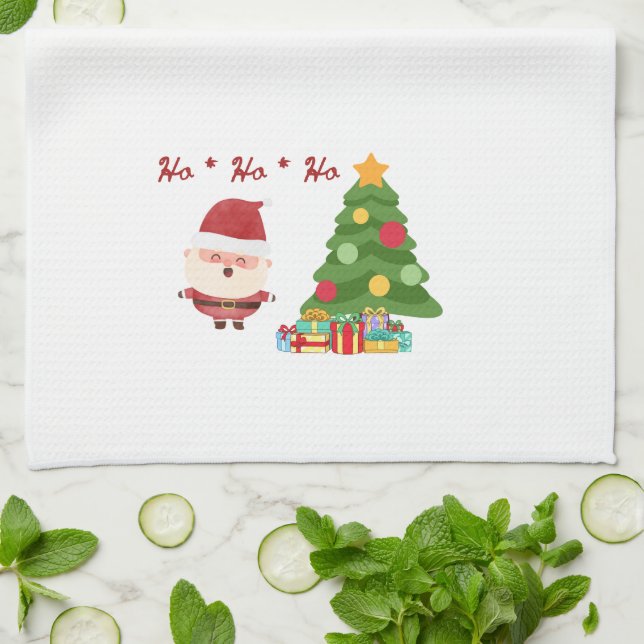 Weihnachtsbaum mit dem Weihnachtsmann Geschirrtuch (Gefaltet)