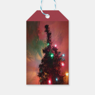 Weihnachtsbaum mit farbenfrohen Lichtern - Geschen Geschenkanhänger