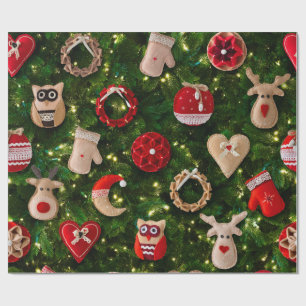 Weihnachtsbaum mit Filzspielzeug Geschenkpapier