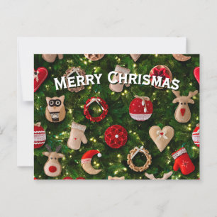Weihnachtsbaum mit Filzspielzeug Postkarte