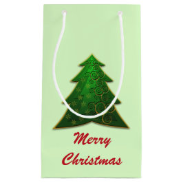 Weihnachtsbaum mit frohen Weihnachten Kleine Geschenktüte