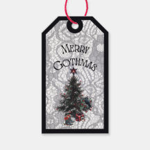 Weihnachtsbaum mit Geschenk-Anhänger Merry Gothmas