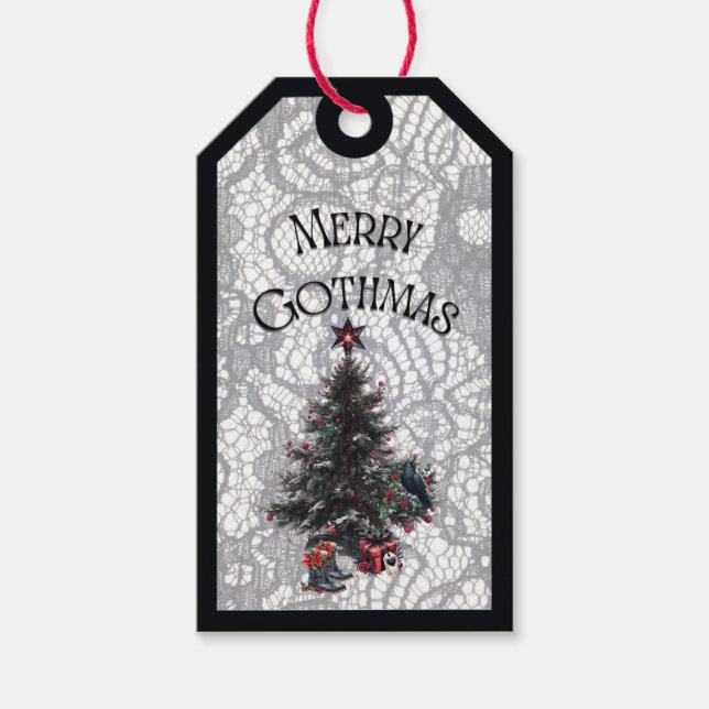 Weihnachtsbaum mit Geschenk-Anhänger Merry Gothmas Geschenkanhänger (Vorderseite)