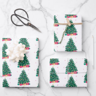 Weihnachtsbaum mit Geschenken Geschenkpapier Set