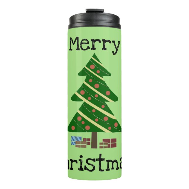 Weihnachtsbaum mit Geschenken Thermosbecher (Vorderseite)