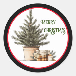 Weihnachtsbaum mit Geschenksticker Runder Aufkleber