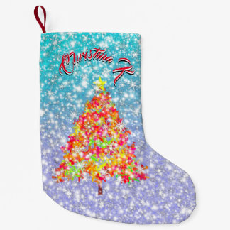 Weihnachtsbaum mit Glitzern Snowflakes Kleiner Weihnachtsstrumpf