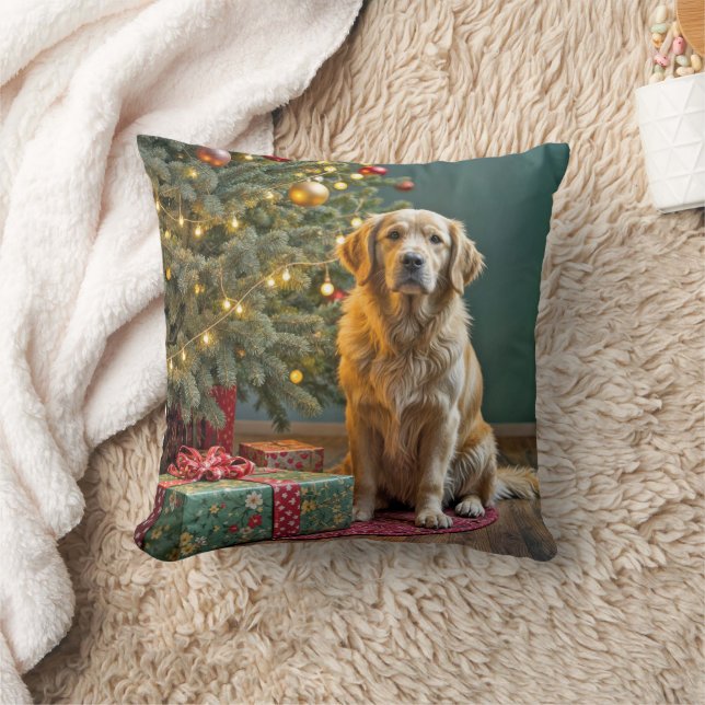 Weihnachtsbaum mit Golden Retriever Dog Kissen (Decke)