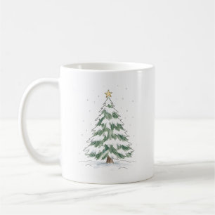 Weihnachtsbaum mit goldenem Stern im Wasserfarb-St Kaffeetasse
