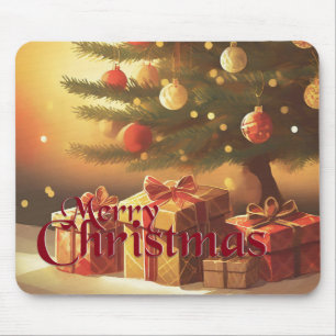 Weihnachtsbaum mit goldenen Geschenken Mousepad