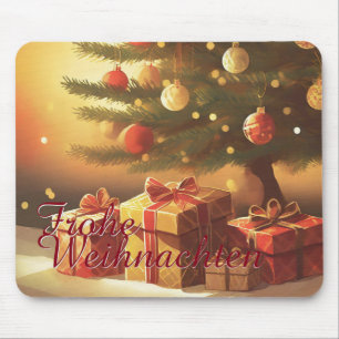 Weihnachtsbaum mit goldenen Geschenken Mousepad