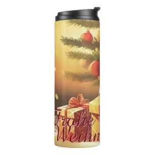 Weihnachtsbaum mit goldenen Geschenken Thermosbecher