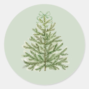Weihnachtsbaum mit grünem Bow Runder Aufkleber