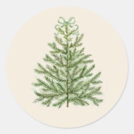 Weihnachtsbaum mit grünem Bow Runder Aufkleber