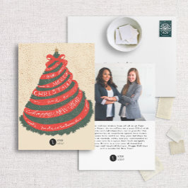 Weihnachtsbaum mit handgeschriebenem Band-Geschäft Feiertagskarte